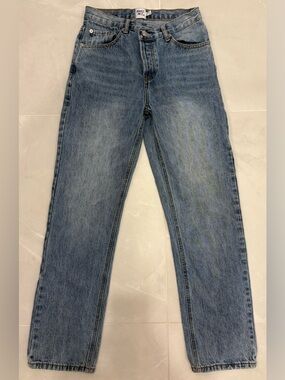 Princess Polly Light Wash High Rise Straight Leg Jeans US 0